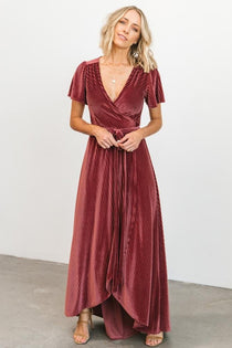 Andi Ribbed Velvet Wrap Dress | Copper ...